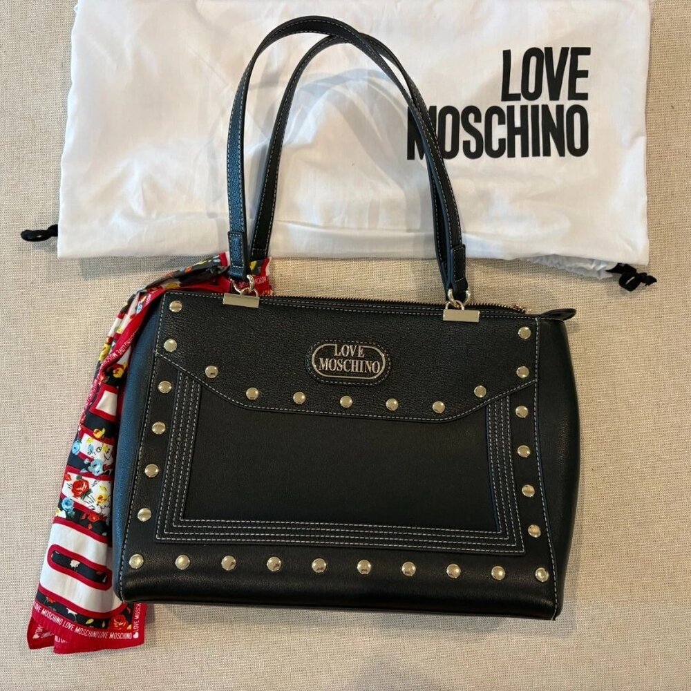 Love Moschino Black Bag Shoulder Strap Gold Detail